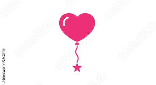 Pink Heart Shaped Balloon with Star.