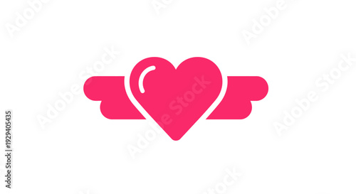 Pink Heart with Wings Icon Graphic.