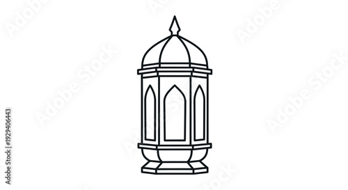 Traditional lantern illustration featuring a dome-shaped lantern with arches and a finial on top, a cultural symbol often used in celebrations