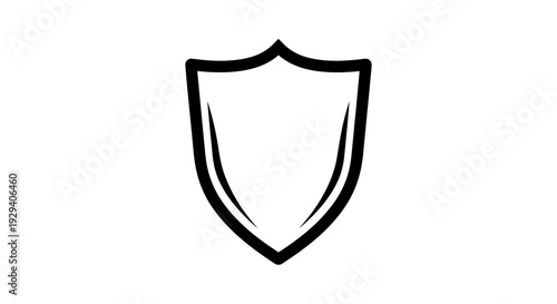 Simple Black Shield Icon on White Background.