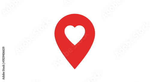 Red Map Pin with Heart Symbol.