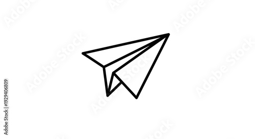 Simple Black and White Paper Plane Icon.