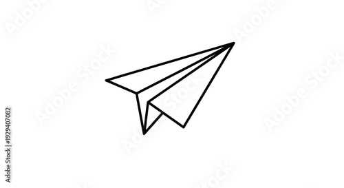 Simple Black Paper Plane Icon Illustration.