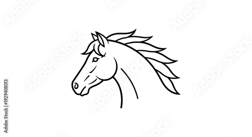 Simple Line Drawing of Horse Head Profile.