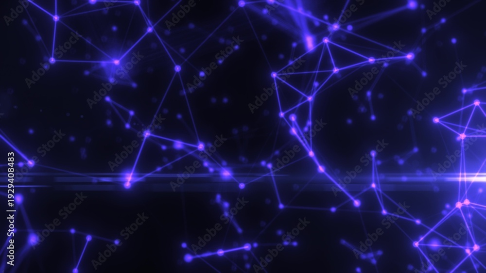 Fototapeta premium Abstract blue energy lines plexus triangles magical bright glowing futuristic hi-tech background