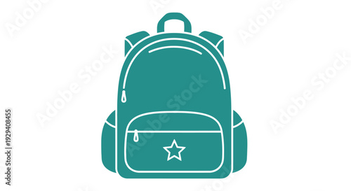 Teal Backpack with Star Emblem Design.