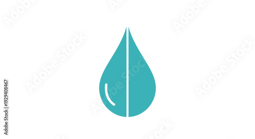 Teal Water Drop Icon Simple Design.