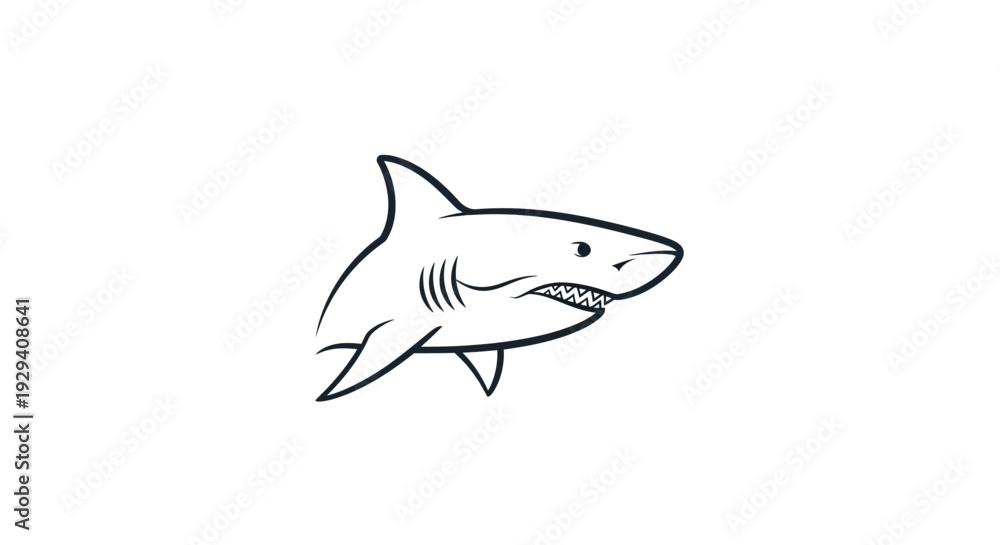 Fototapeta premium Simple Line Drawing of a Shark.