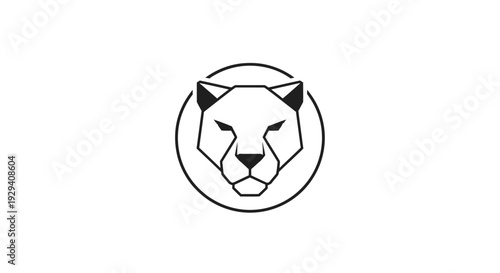 Simple Line Drawing of a Lynx Head.