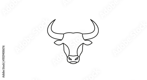 Simple Line Drawing of Bull Head.