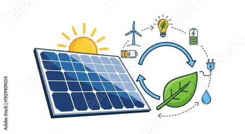 Renewable energy sources solar panel wind turbine sustainable power generation eco friendly electricity