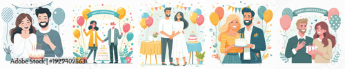 Vector of couple celebrate anniversary