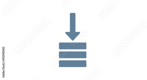 Blue Download Arrow Symbol on White.