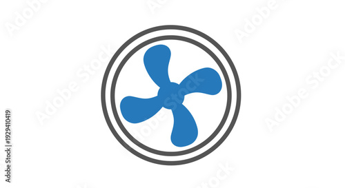 Blue Four Bladed Propeller Icon Design.