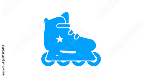 Blue Roller Skate Icon with Star.