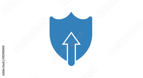 Blue Shield with White Arrow Up.