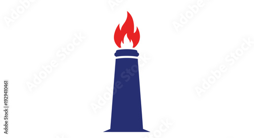 Blue Torch with Red Flames Illustration.