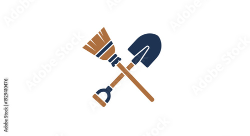 Broom and Shovel Cleaning Tools.