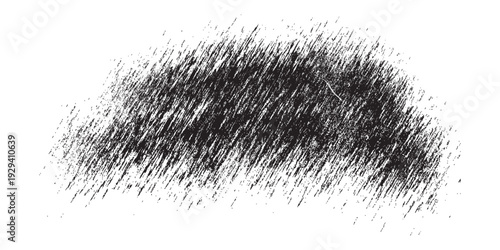 Abstract Textured Black and White Scribble Brush Stroke.