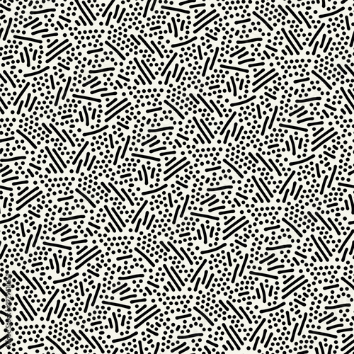 Vector seamless pattern. Free form organic shapes. Stylish structure of natural spots. Hand drawn abstract background. Can be used as swatch in Illustrator. Monochrome confused print.