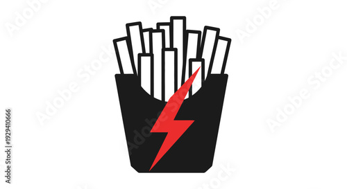 French Fries with Lightning Bolt Illustration.