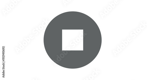 Gray Circle with White Square Inside.