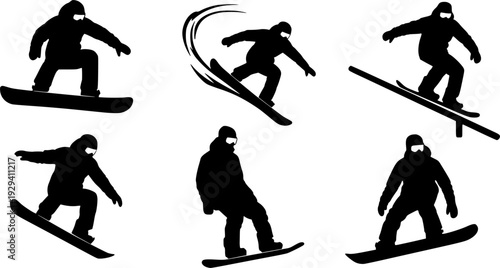 snowboard man Silhouette vector on white background