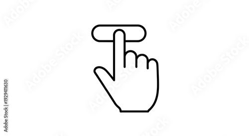 Outline of hand performing a sliding or swiping gesture, user interface interaction, isolated white background.