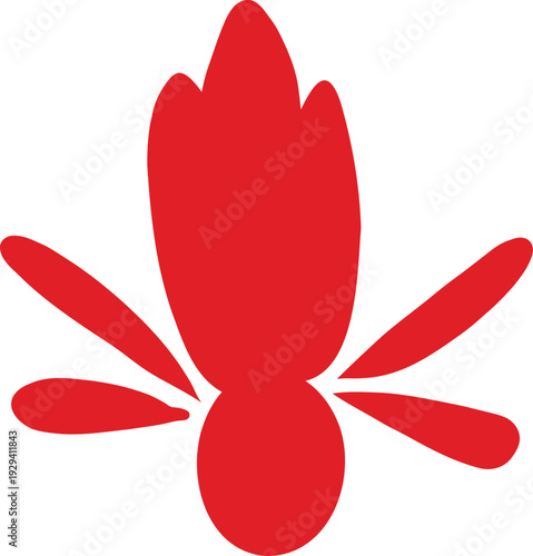 vector element, scarlet flower, rustic style, a la Rus, Slavic style, decorative element