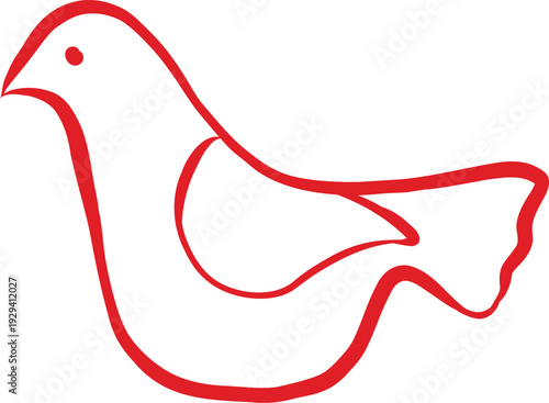 vector element, dove, outline, rustic style, a la Rus, Slavic style, decorative element