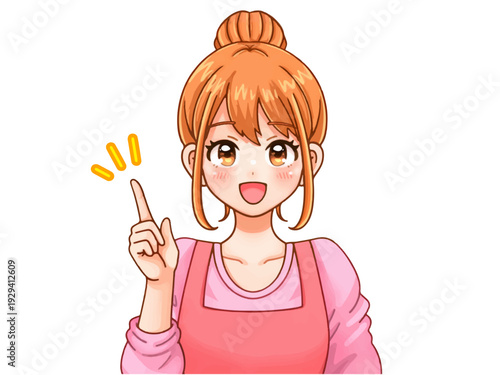 指さしして提案する可愛い保育士さんのアニメ系イラスト素材2