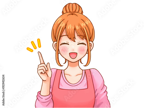 指さしして提案する可愛い保育士さんのアニメ系イラスト素材3