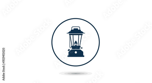 Vintage Lantern Icon in Circle.
