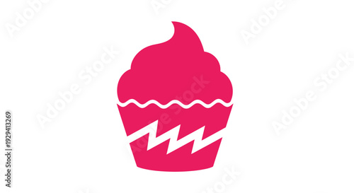 Pink Cupcake Illustration with White Icing.