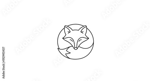 Simple Line Drawing of a Fox Head.