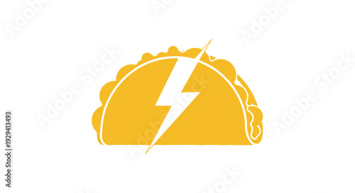 Taco with Lightning Bolt Icon Illustration.