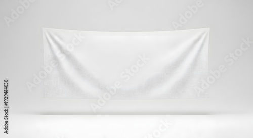 Blank white fabric banner mockup with subtle texture for branding display or advertising