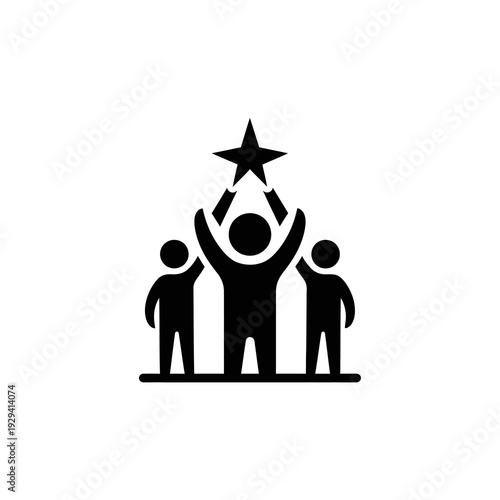 Three People Reaching for Star Together.