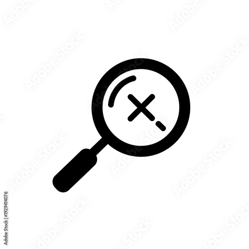 Magnifying Glass with Cross Symbol Inside.