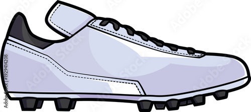Colored vector illustration of a blank soccer cleat from a side profile view. Features flat shading and bold outlines. Perfect for sports team logos, equipment mockups, and athletic event posters.