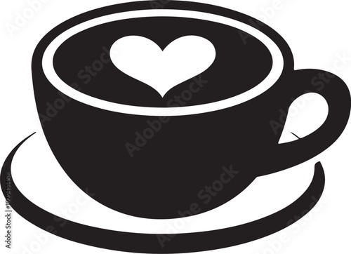 Black coffee cup with heart on saucer heart saucer