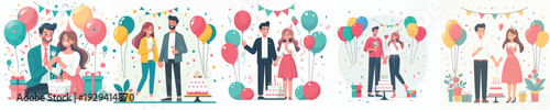 Vector of couple celebrate anniversary
