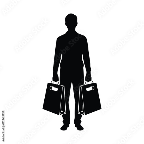 Man carrying shopping bags in modern retail context