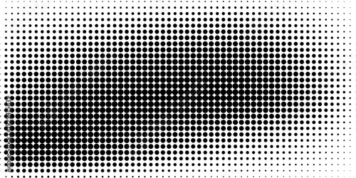 Set of halftone dots gradient pattern texture isolated on white background. Straight dotted spots using halftone circle dot raster texture. Vector blot half tone collection.