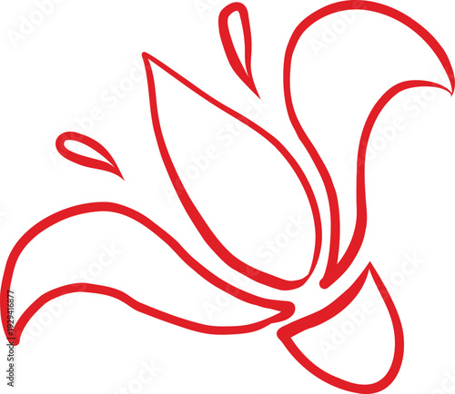 vector element, flower, lily without filling, rustic, a-la rus, Slavic style, decorative element, simple