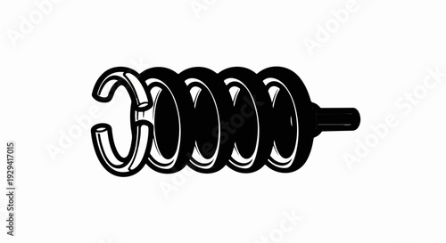 Black coiled spring with a smooth cylindrical extension