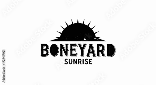 Black sunburst logo over bold text 'Boneyard Sunrise'