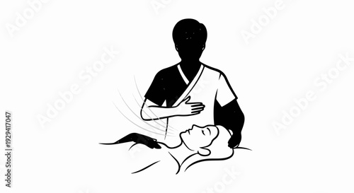 Person receiving therapeutic touch for breath and relaxation