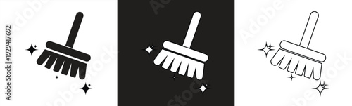 broom symbol icon for apps and websites. vector illustration