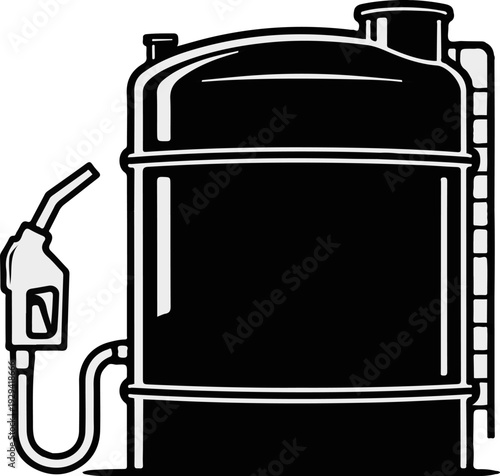 Large fuel tank with nozzle, simple graphic illustration